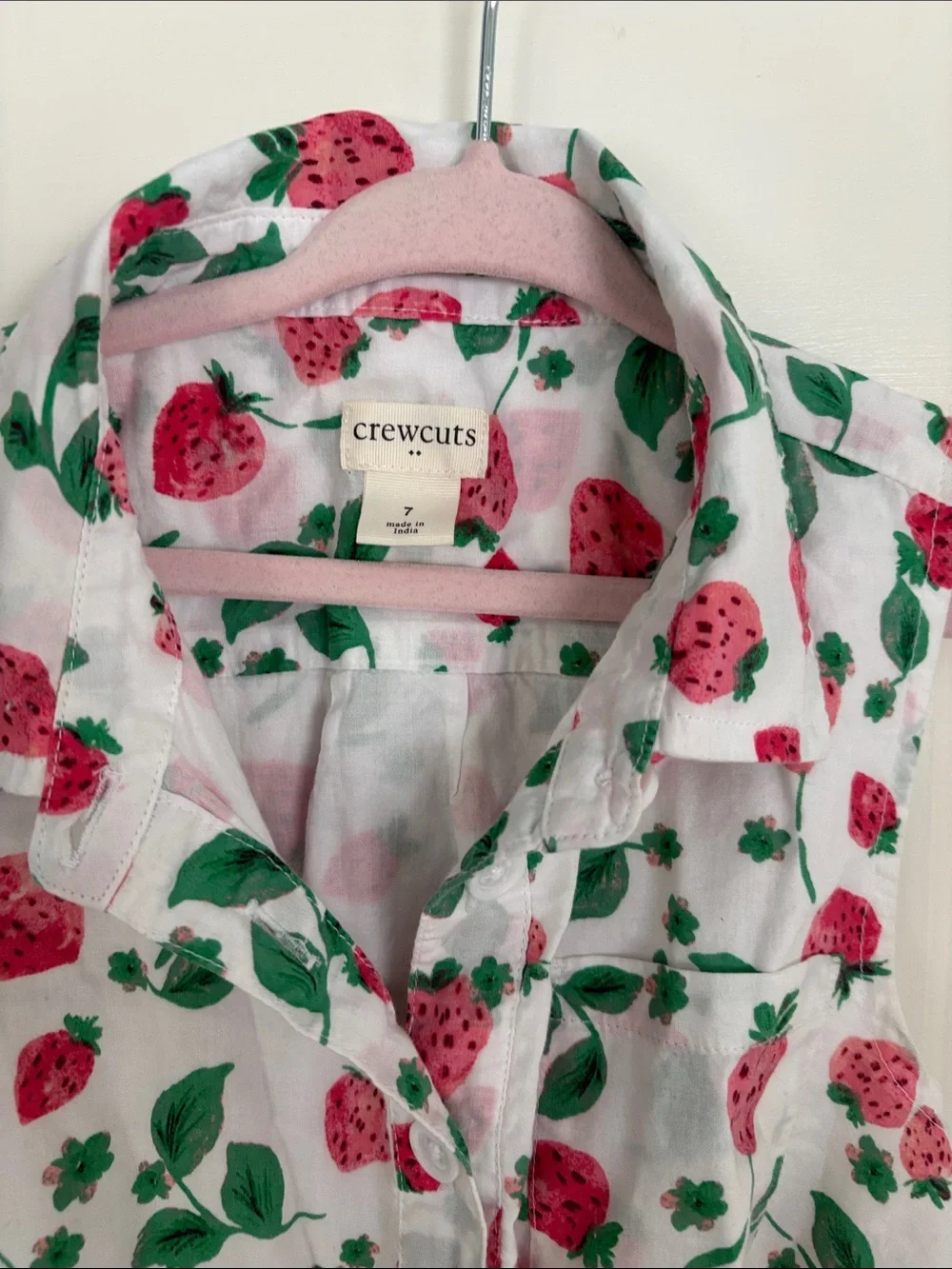 Crewcuts White Strawberry-Print Shirt Dress